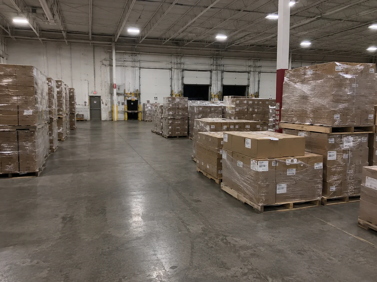 Wrapped, labeled pallets staged in a warehouse — the slice of inventory that, in a typical operation, drives a disproportionate share of daily picks.
